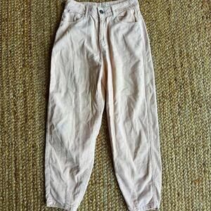 Light pink Stradivarius corduroy high waisted barrel leg cozy cottagecore pants